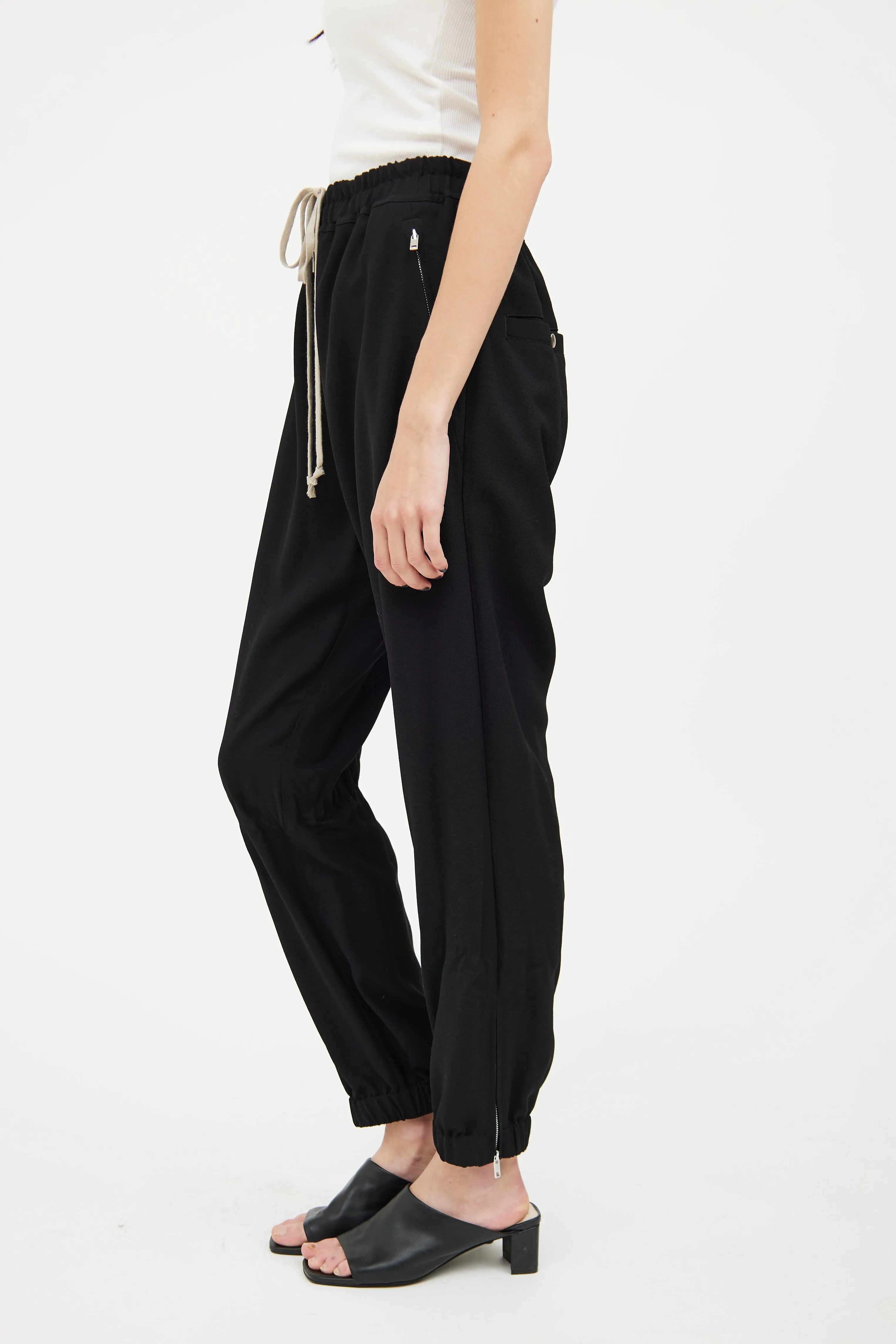 2021 Black Tapered Drawstring Pant