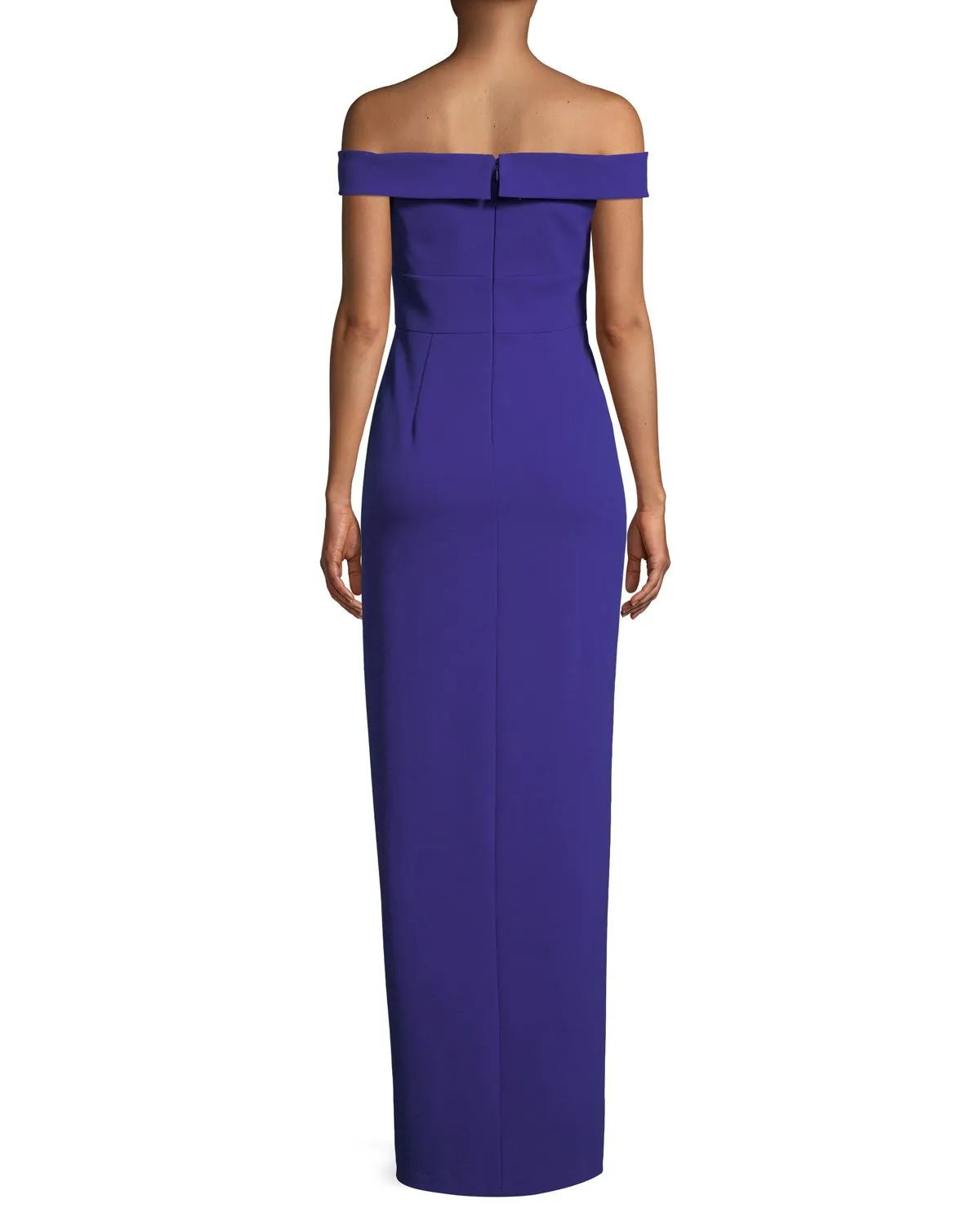 Aidan Mattox - MN1E202585 Off-Shoulder Scuba Crepe Long Sheath Dress