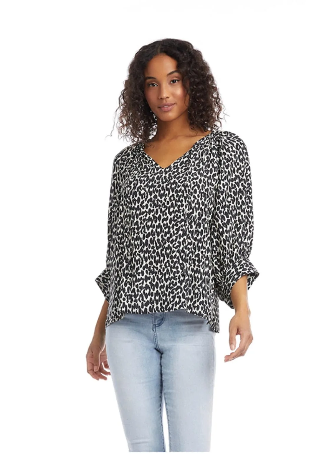 Blouson Sleeve Printed Top