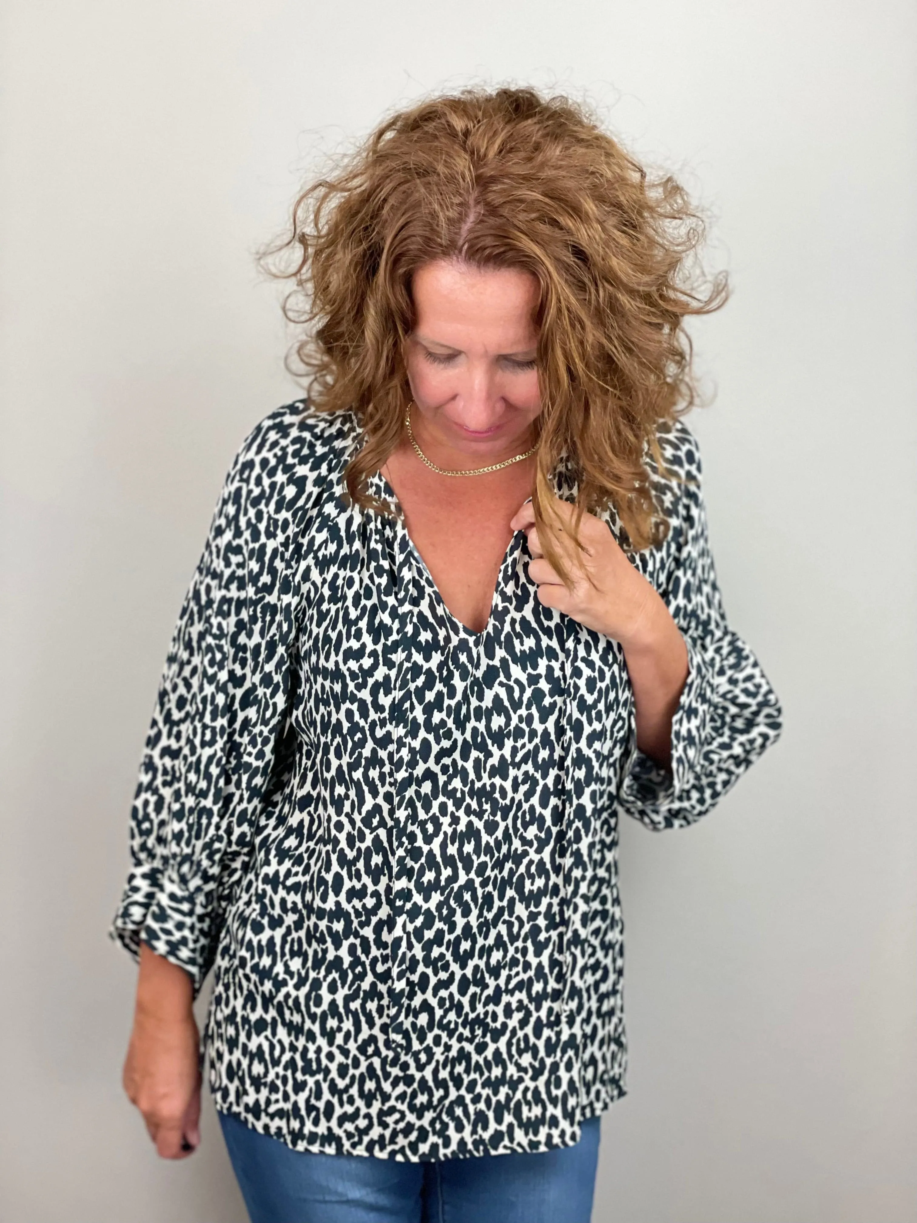 Blouson Sleeve Printed Top