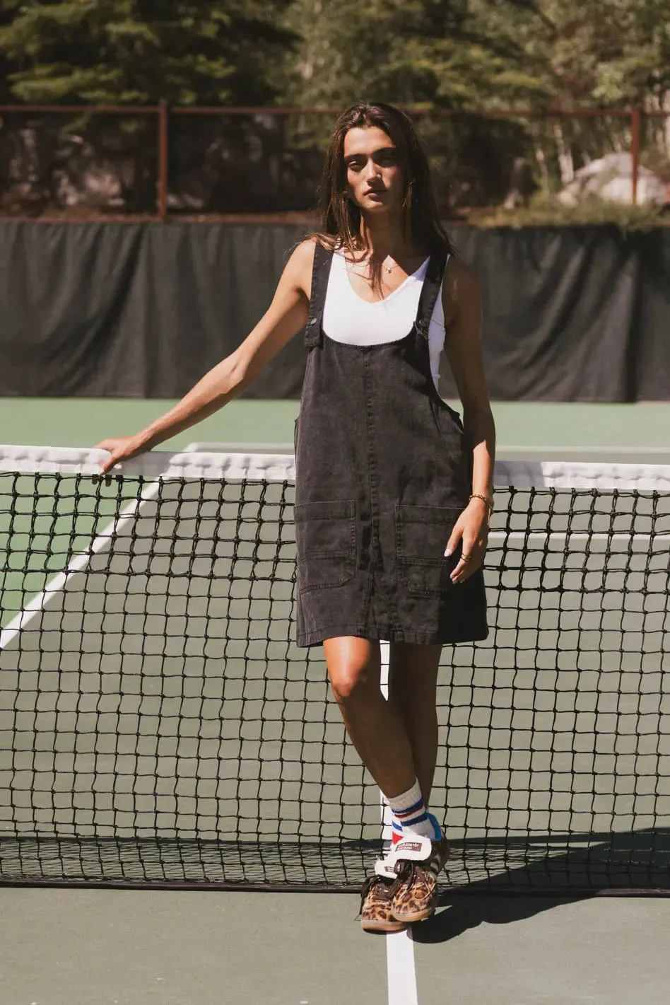 Britt Overall Dress in Black