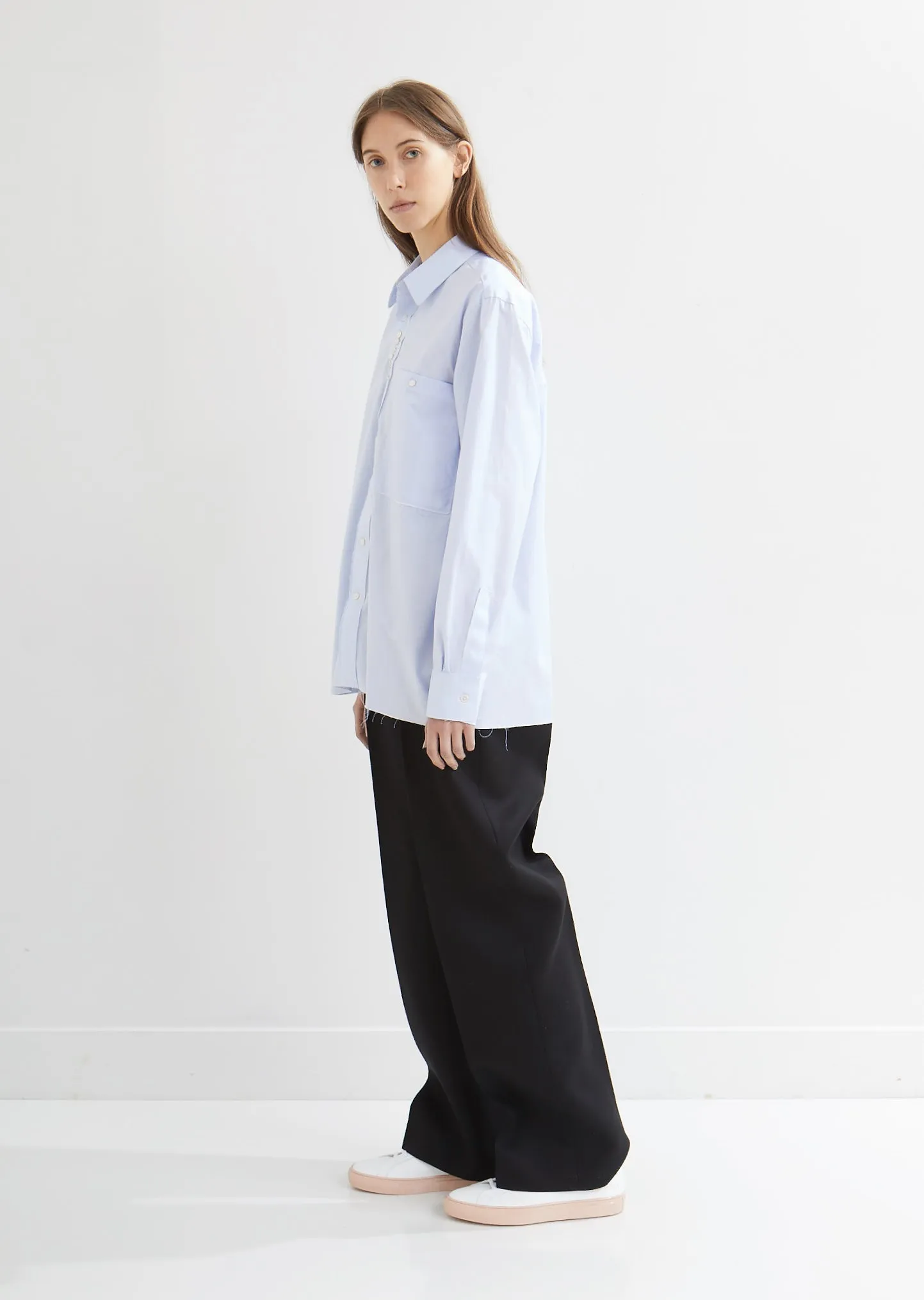 Cotton Button Shirt with Deconstructed Details