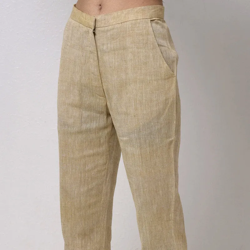 Cotton Trouser For Women | Well Fitted | Insert Pockets | Beige