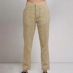 Cotton Trouser For Women | Well Fitted | Insert Pockets | Beige