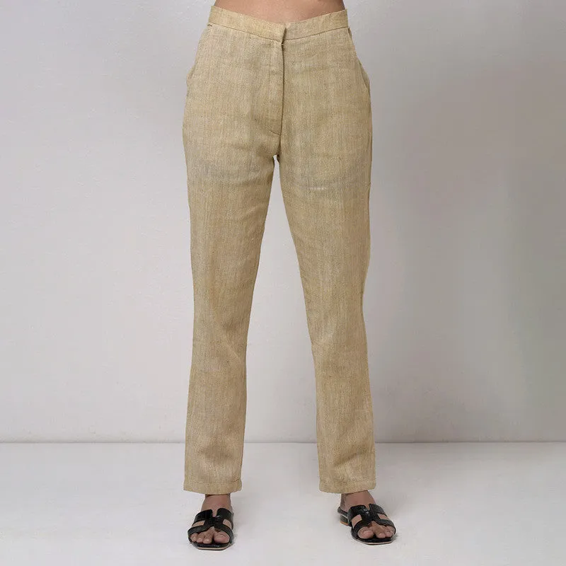 Cotton Trouser For Women | Well Fitted | Insert Pockets | Beige