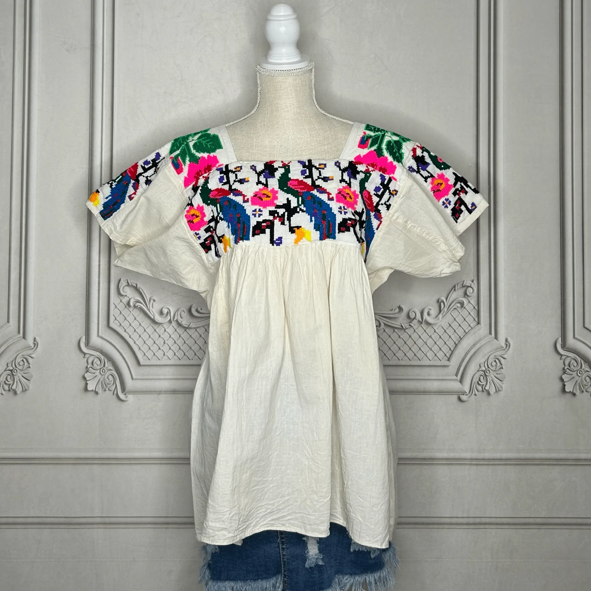Cross Stitch Chicontepec Nahua Tunic - Floral