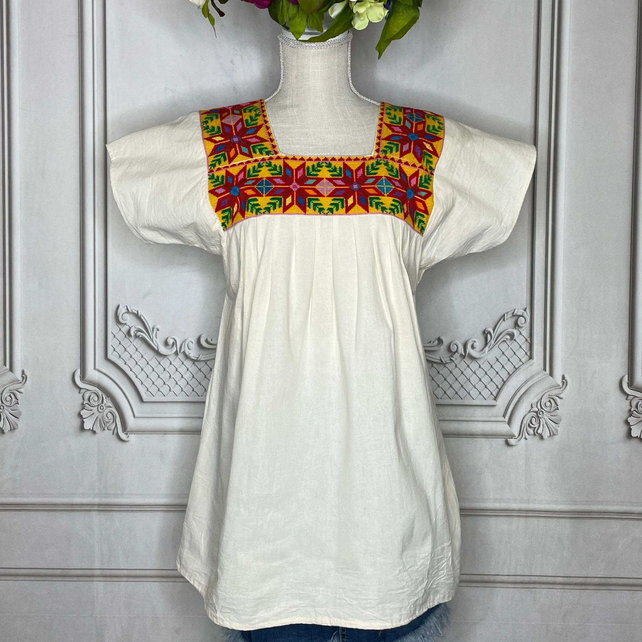Cross Stitch Chicontepec Nahua Tunic - Floral
