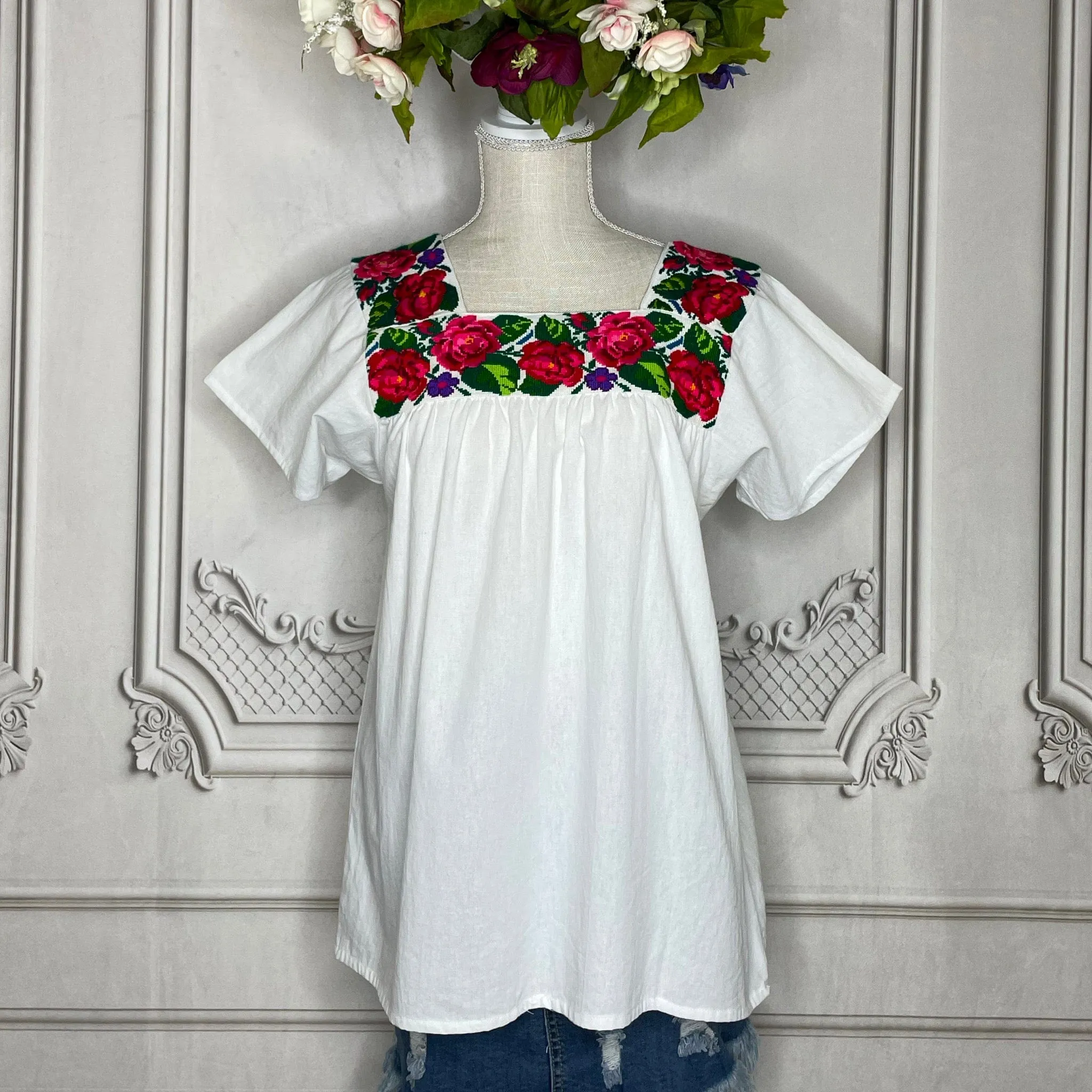 Cross Stitch Chicontepec Nahua Tunic - Floral