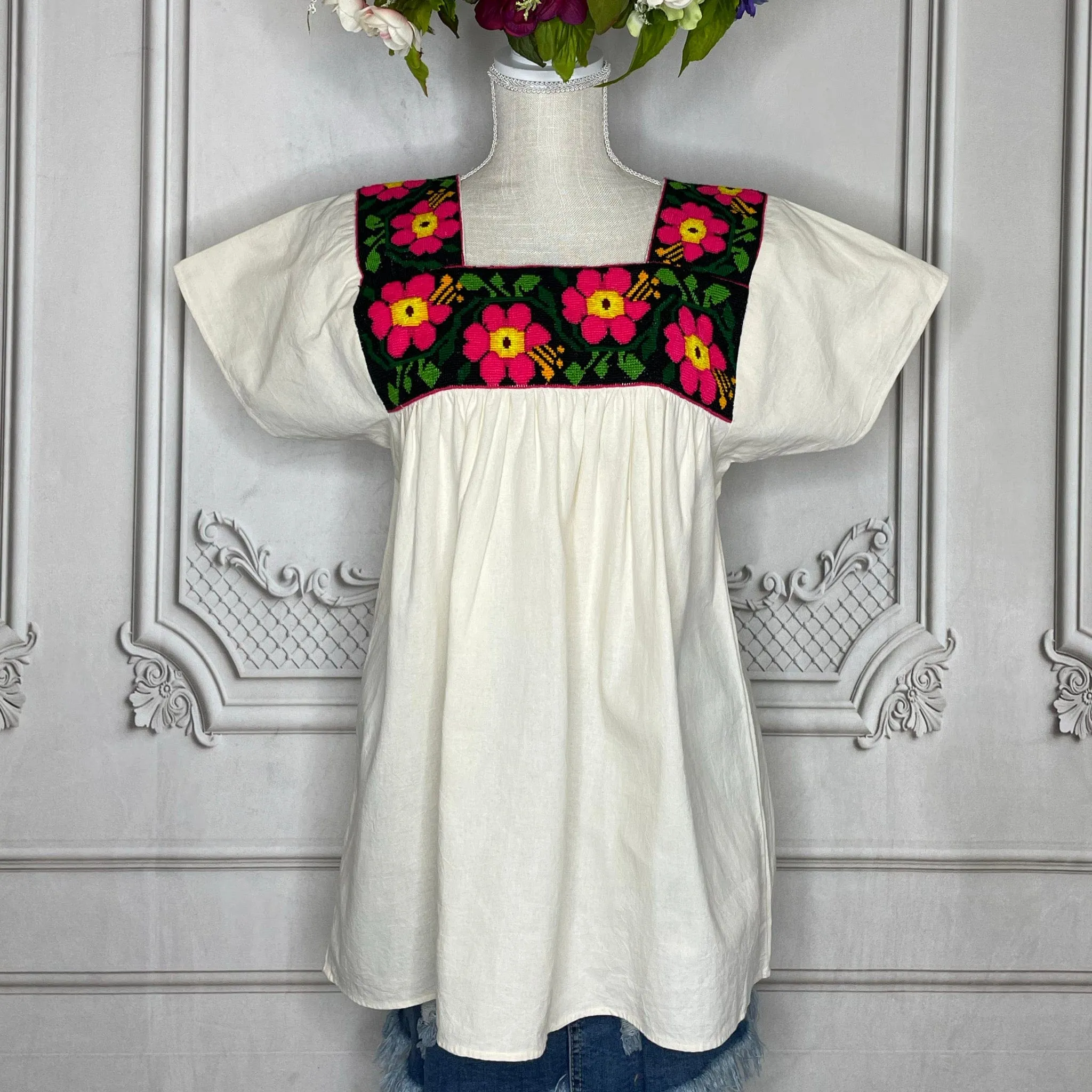 Cross Stitch Chicontepec Nahua Tunic - Floral