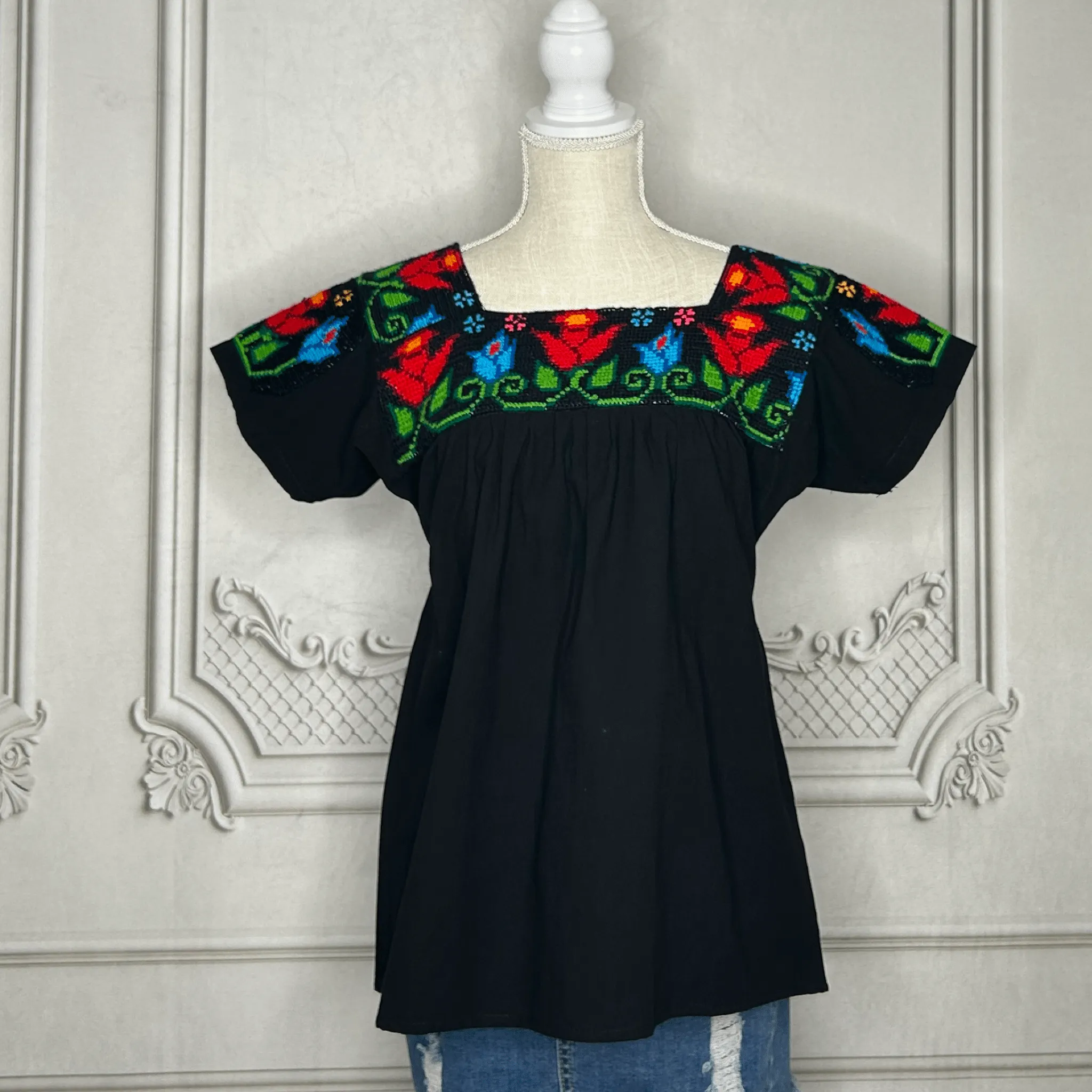 Cross Stitch Chicontepec Nahua Tunic - Floral