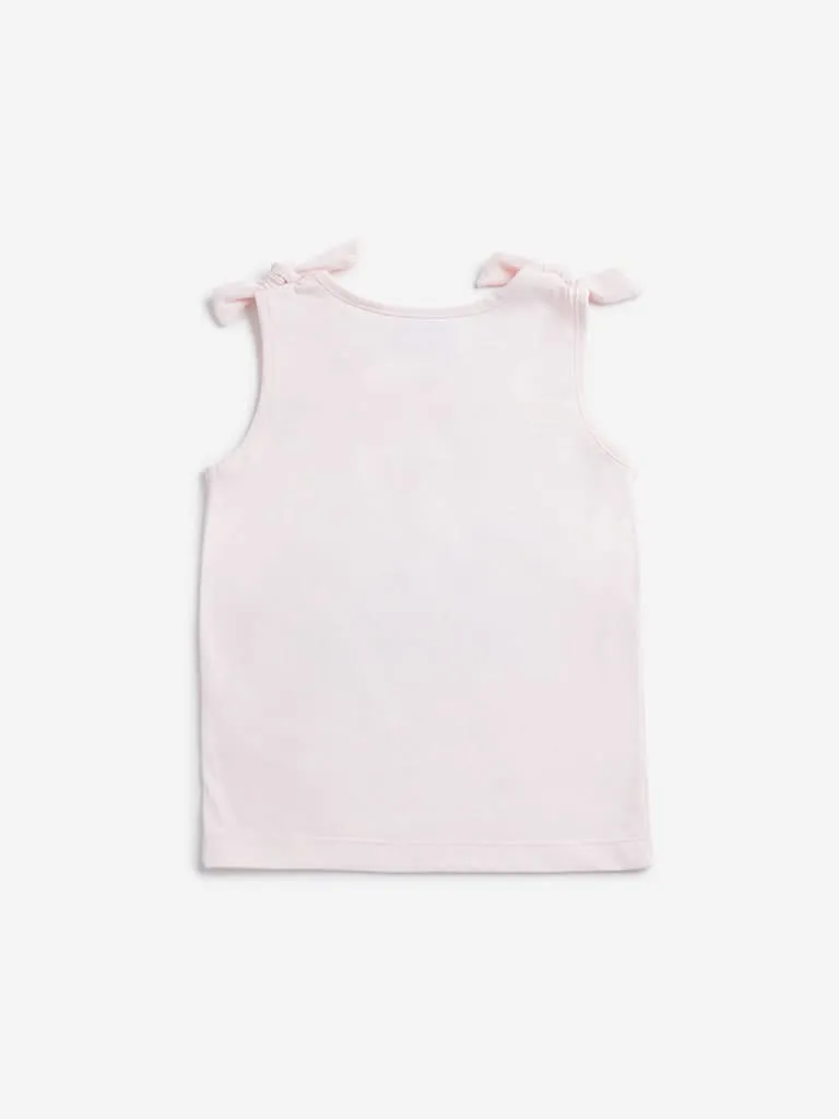 HOP Kids Light Pink Sequinned T-Shirt