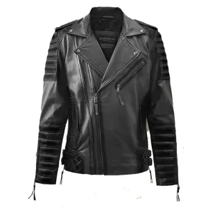 Mens Genuine Best Biker Fashion Charles Burnt Charcoal Leather Jacket