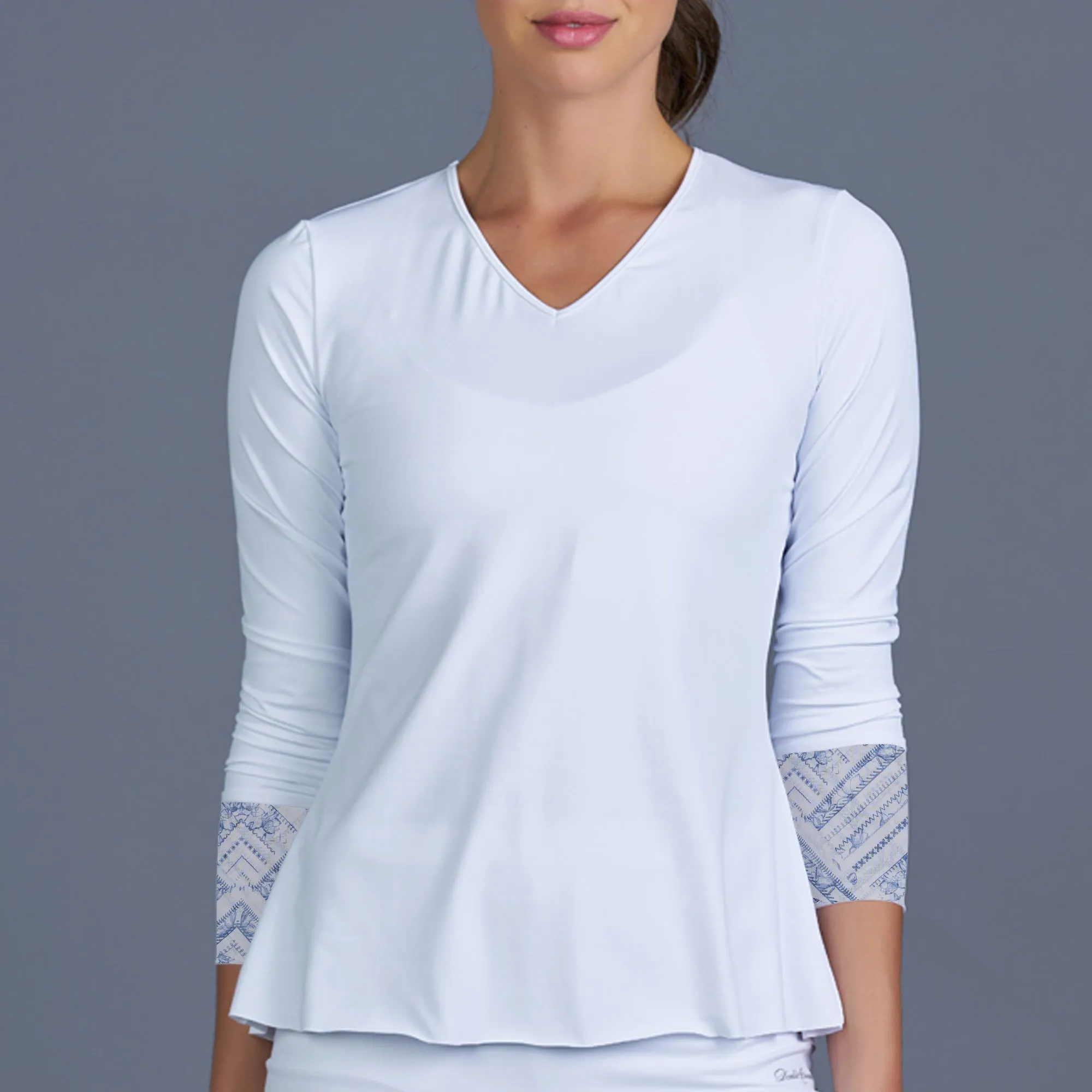 Navia V-neck Long-Sleeve Top (print)