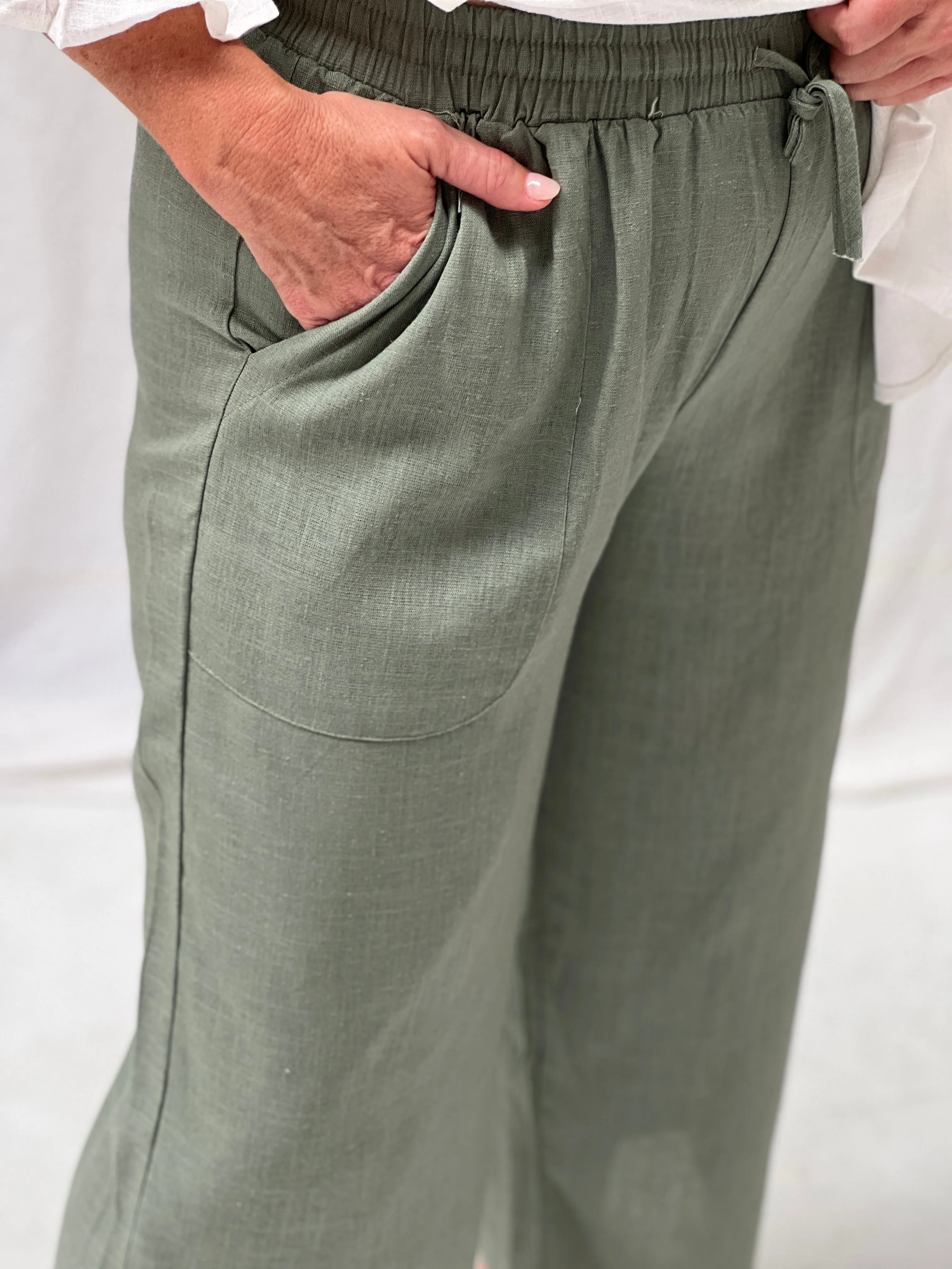 Niylah Khaki Linen Pants