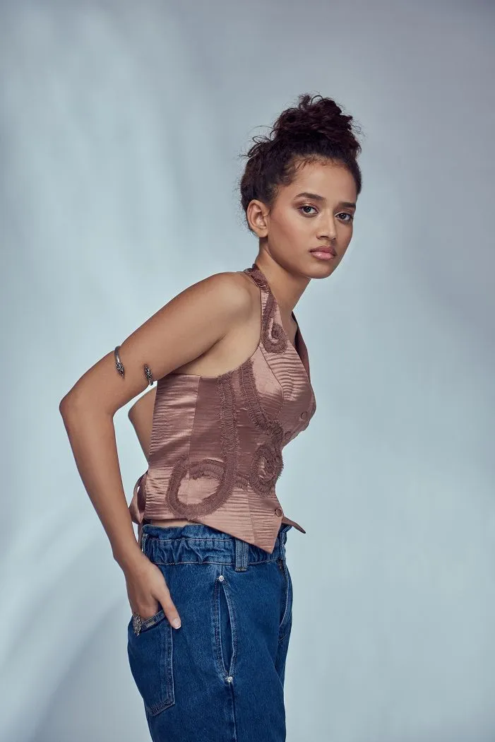 Nude Ruched Waistcoat