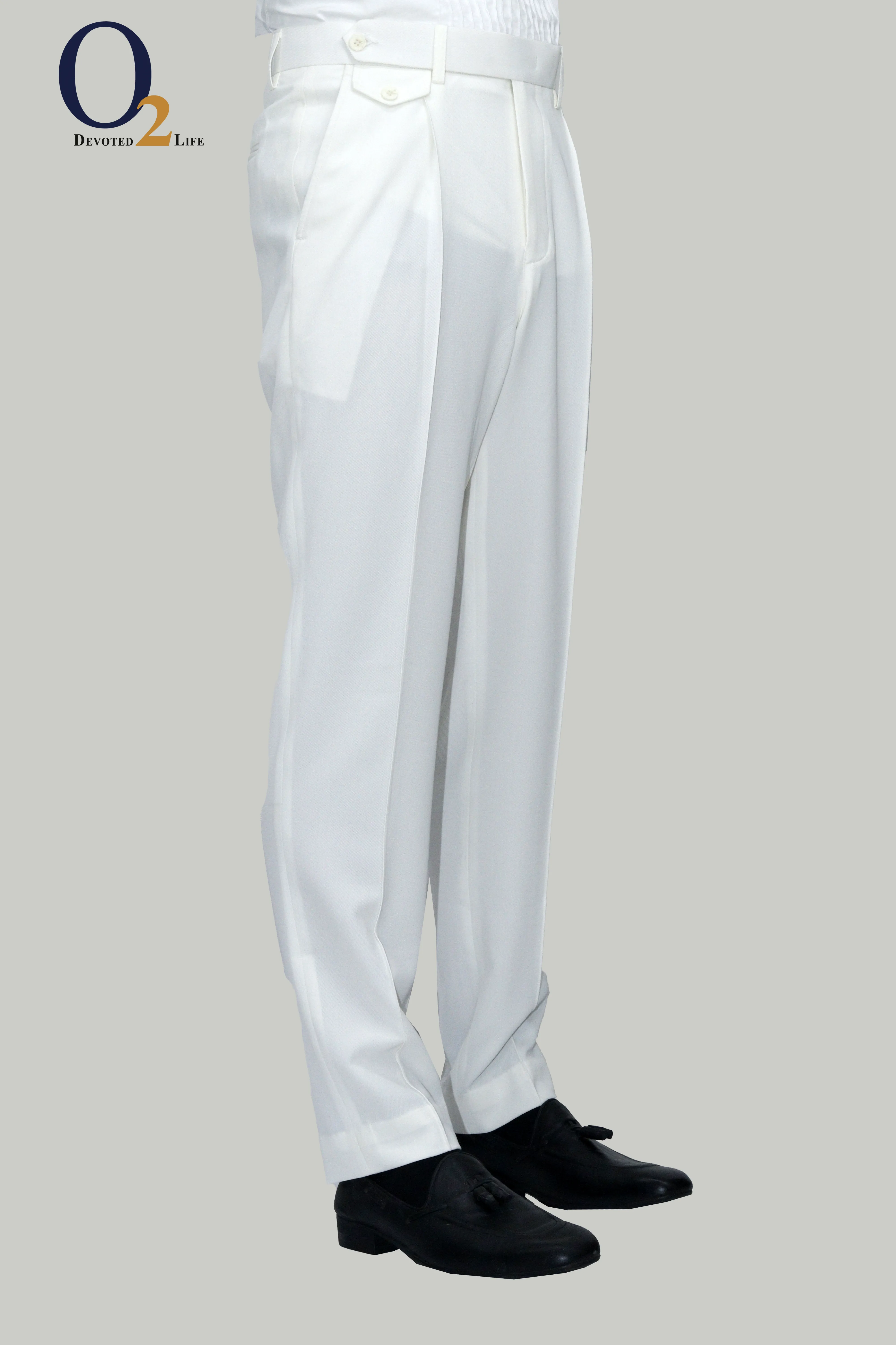 One Button hight waist gurkha trousers - White