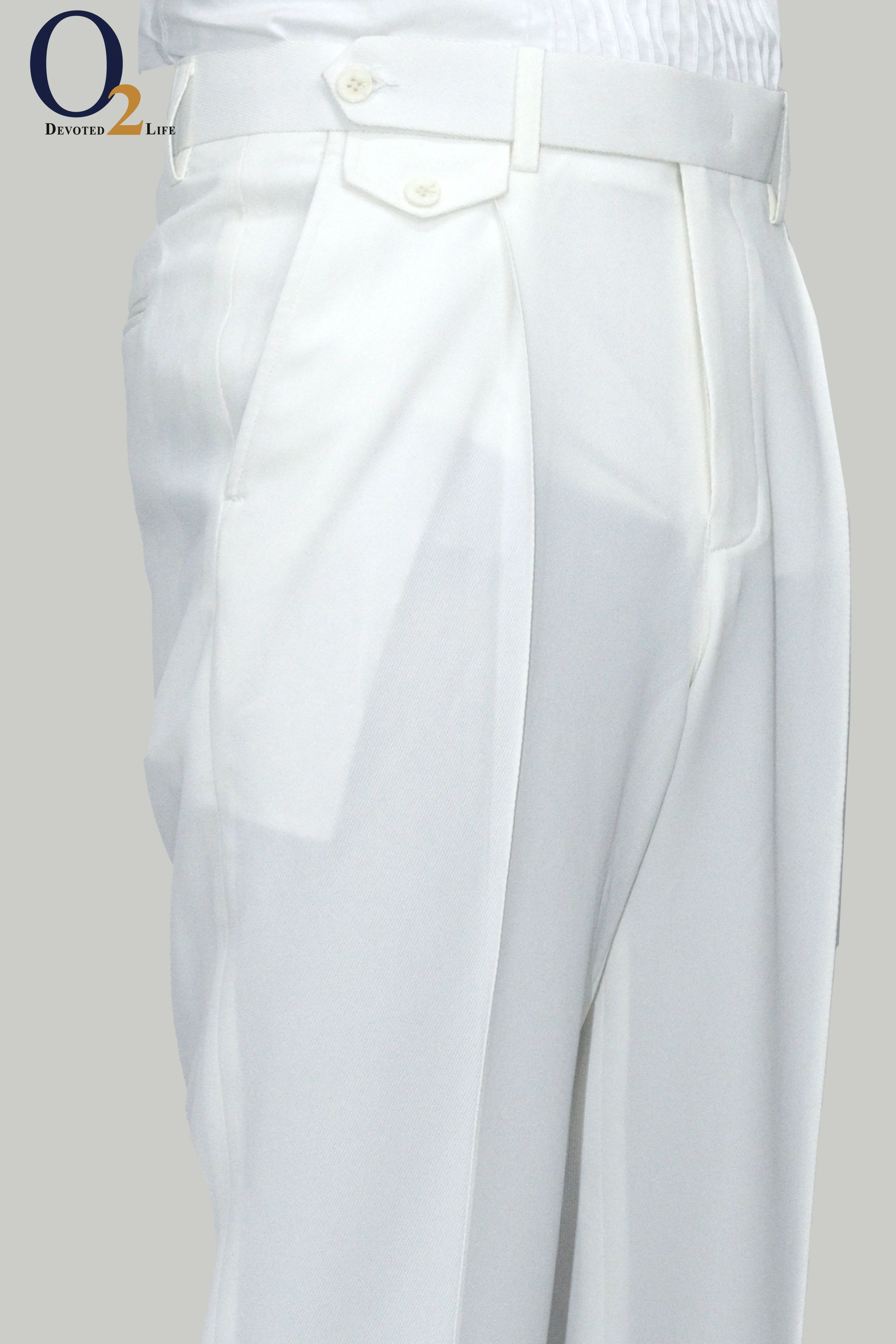 One Button hight waist gurkha trousers - White