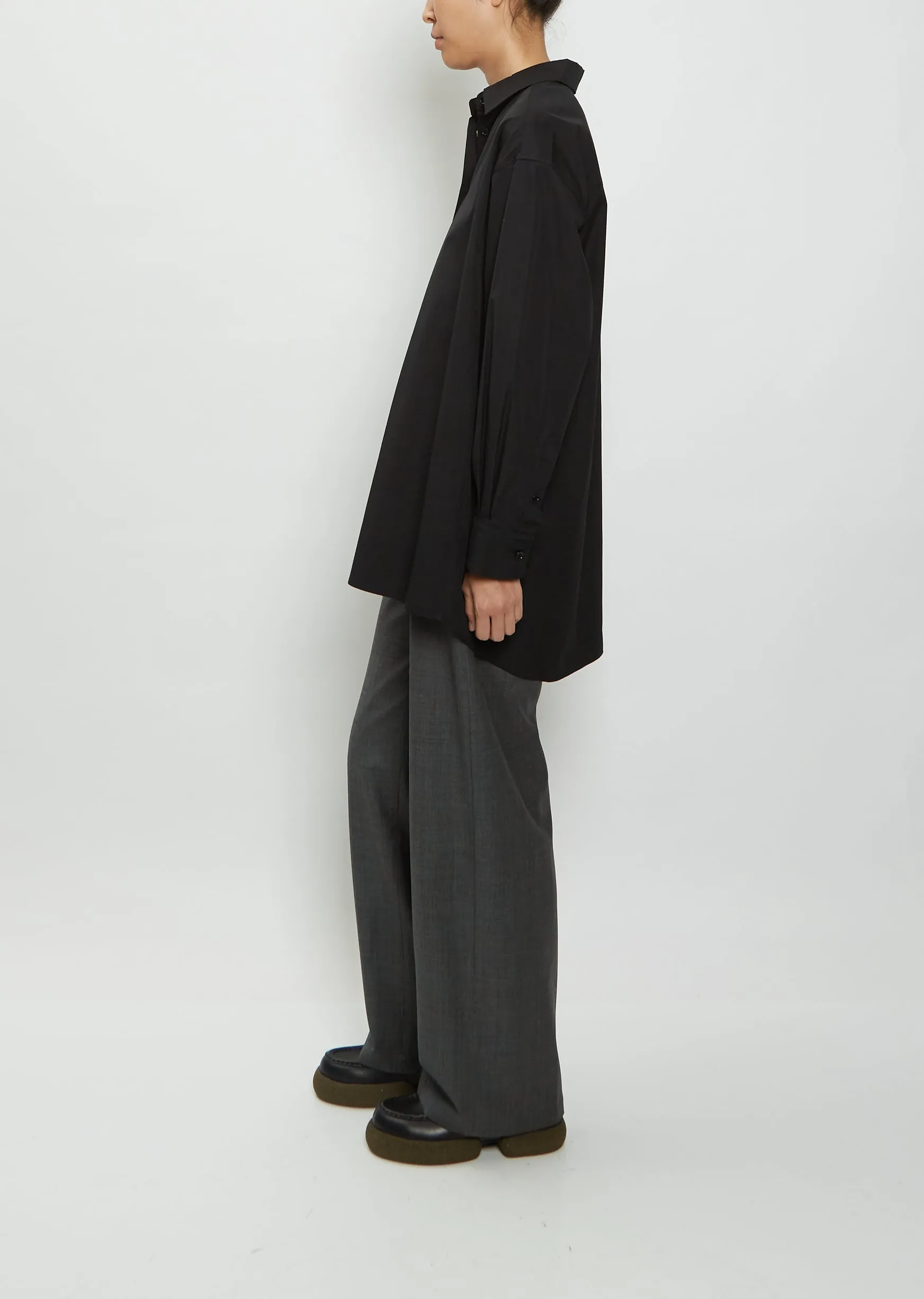 Oversized Button Down Shirt — Black