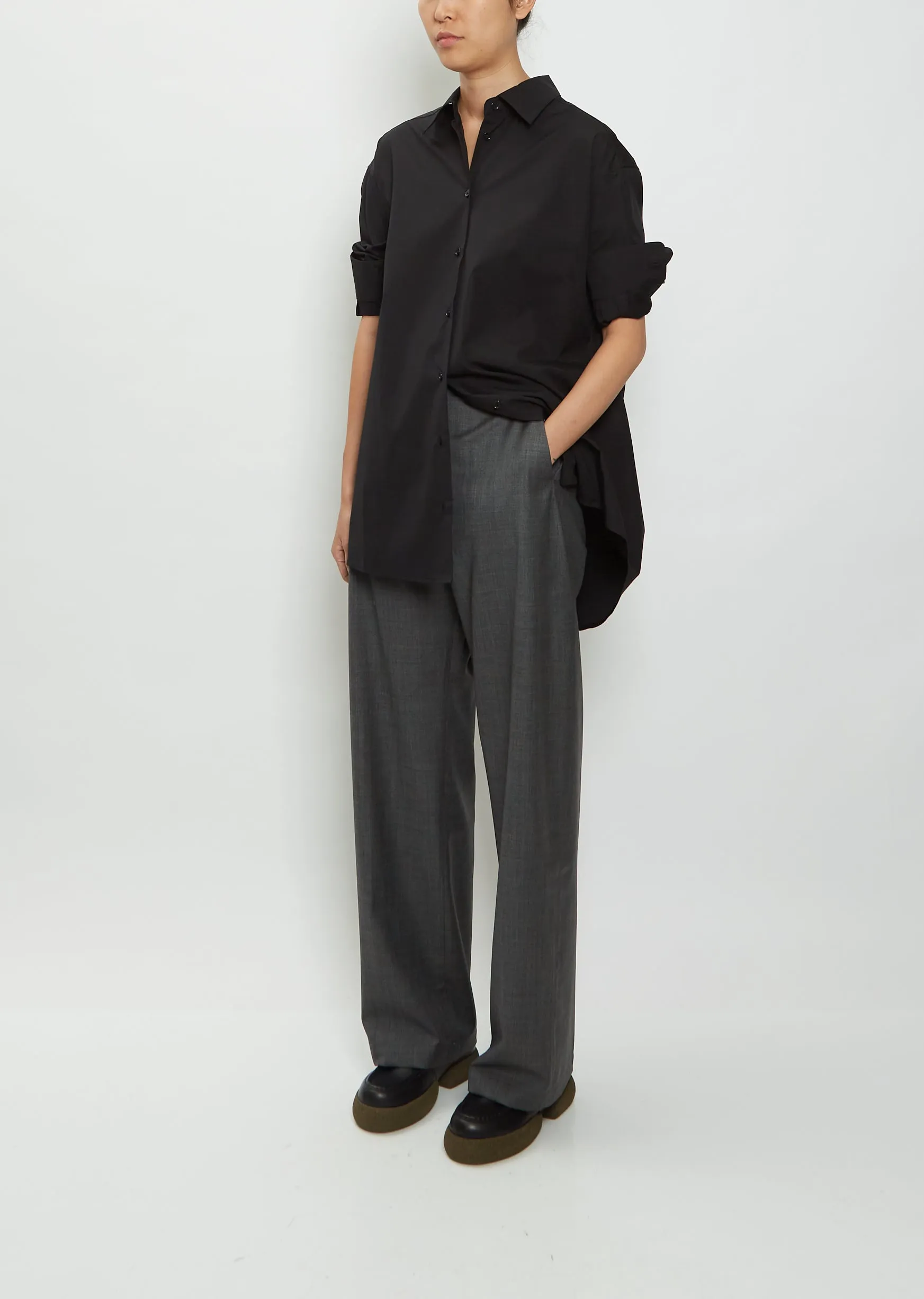 Oversized Button Down Shirt — Black