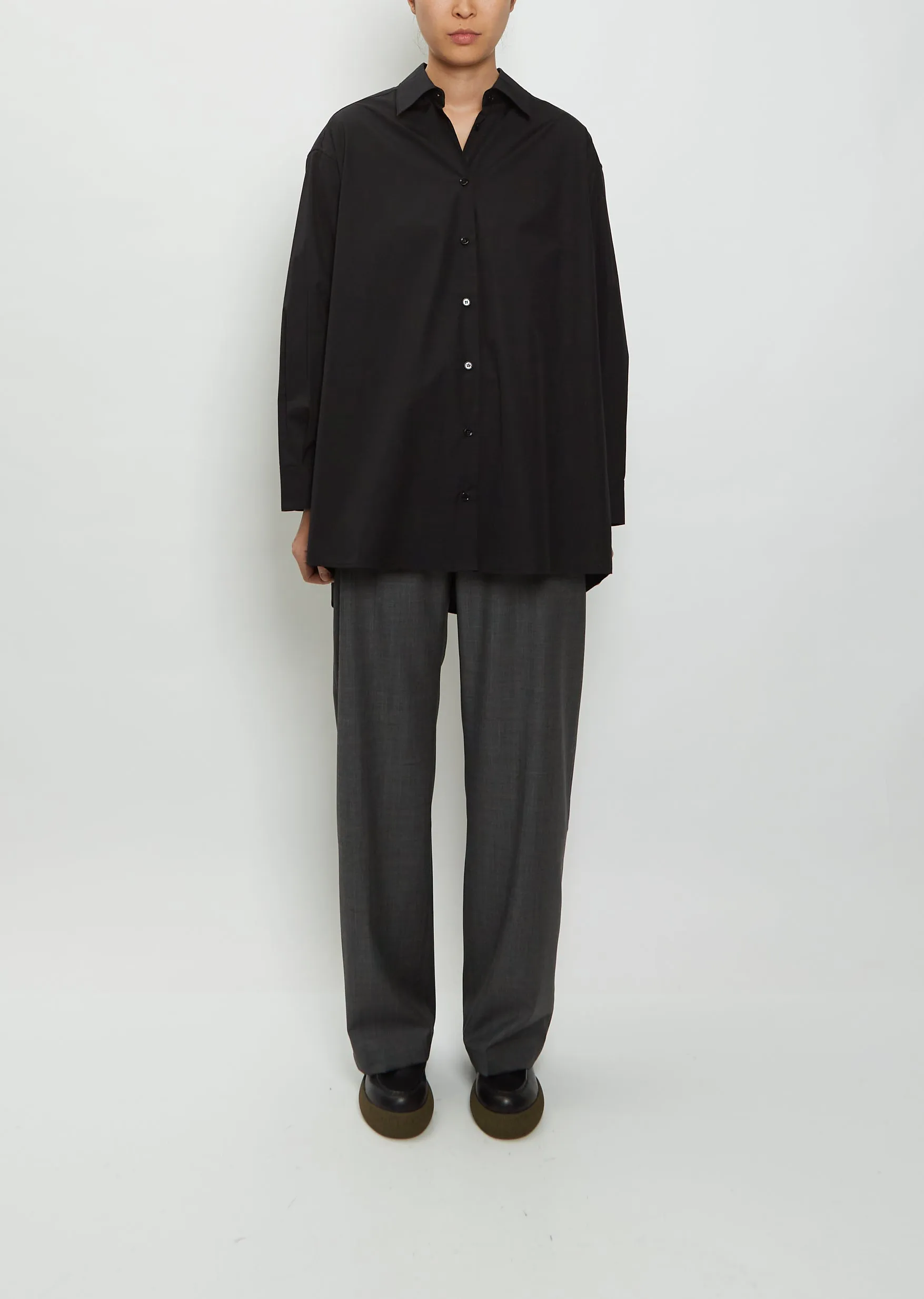 Oversized Button Down Shirt — Black