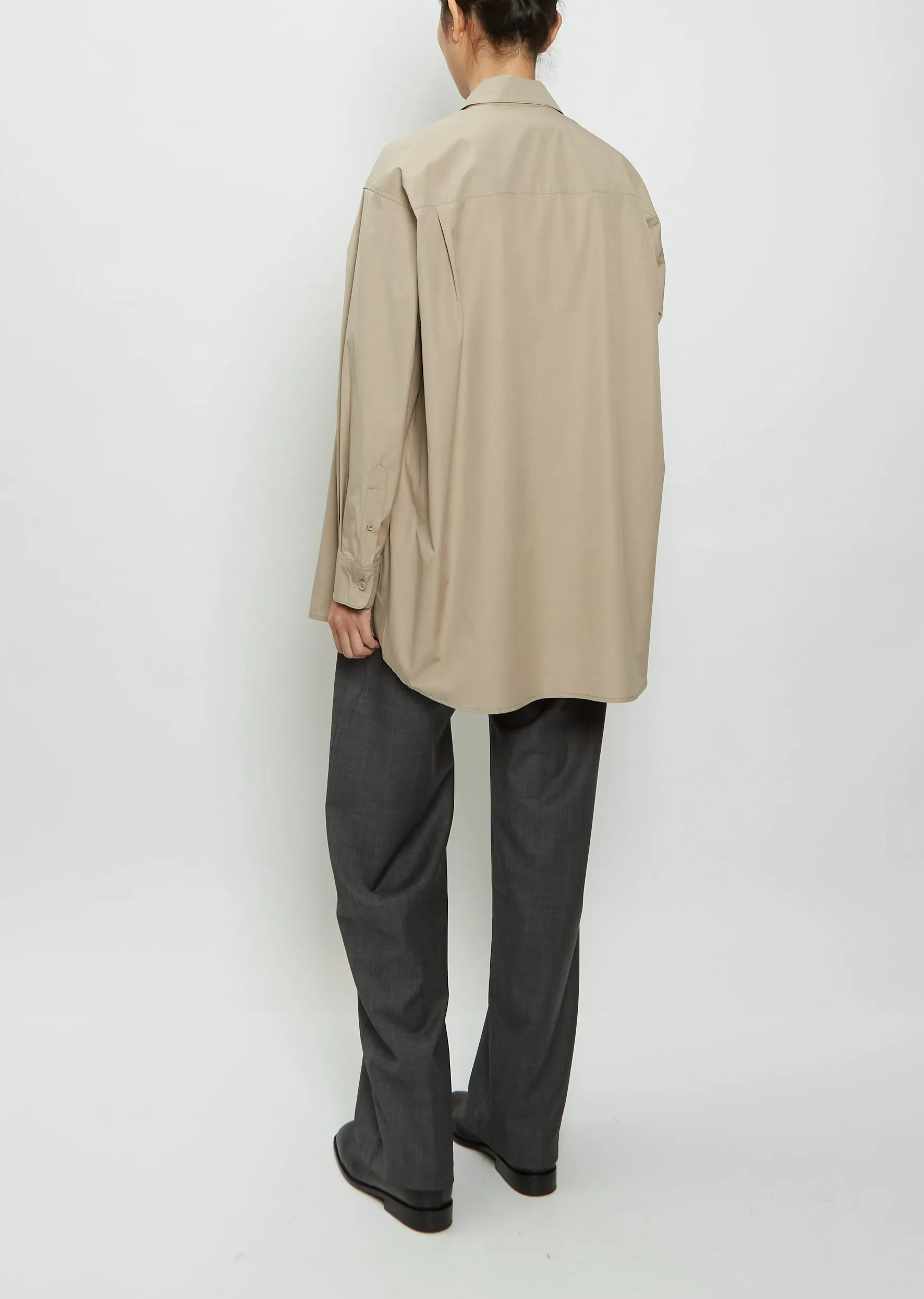Oversized Button Down Shirt — Brown