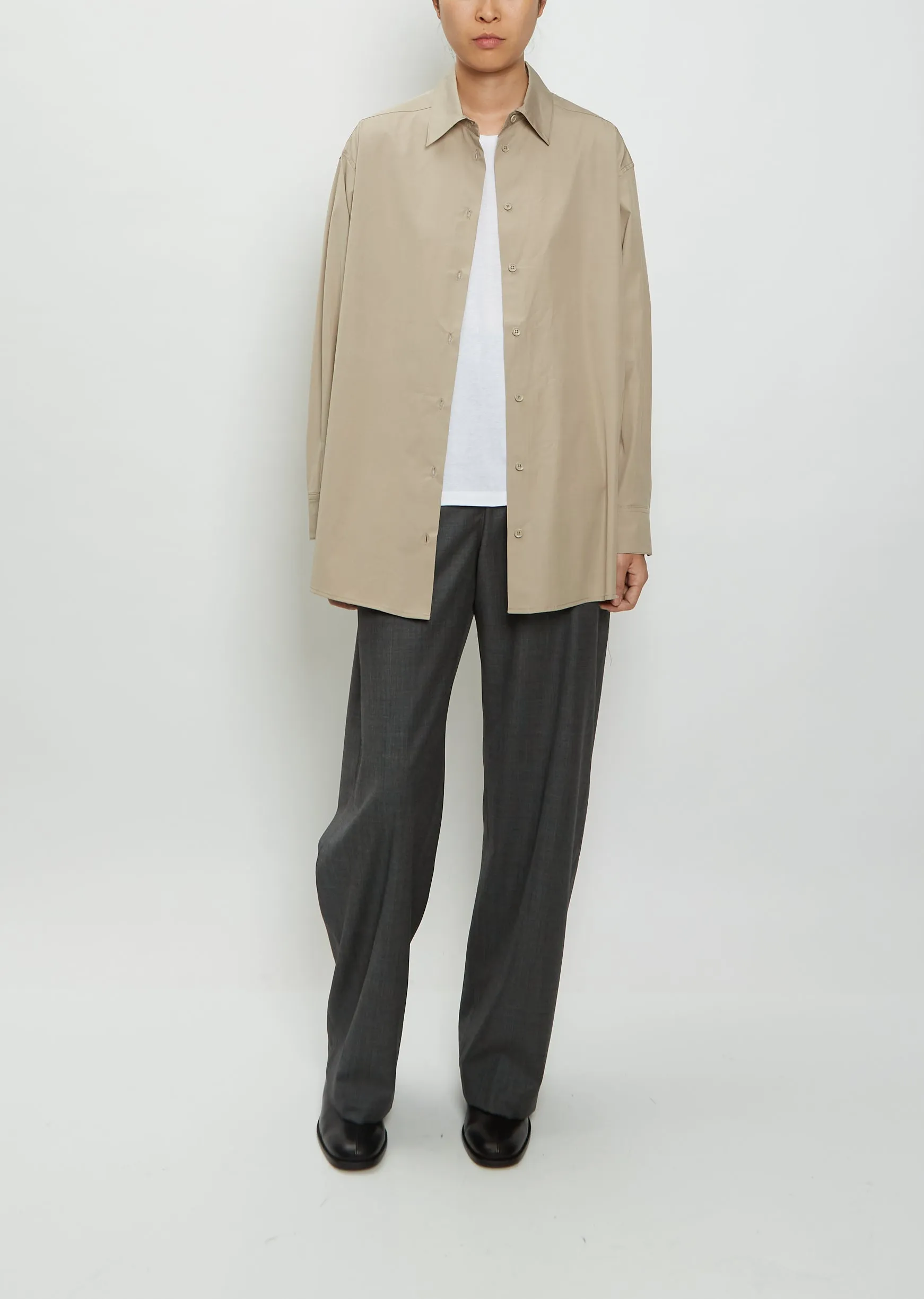 Oversized Button Down Shirt — Brown