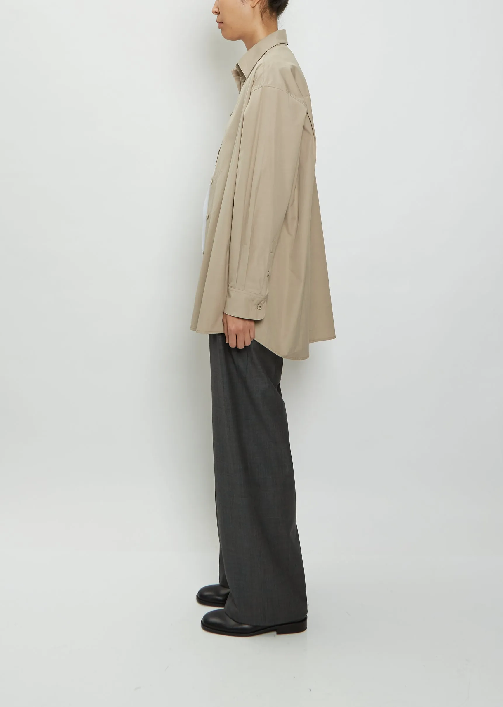 Oversized Button Down Shirt — Brown
