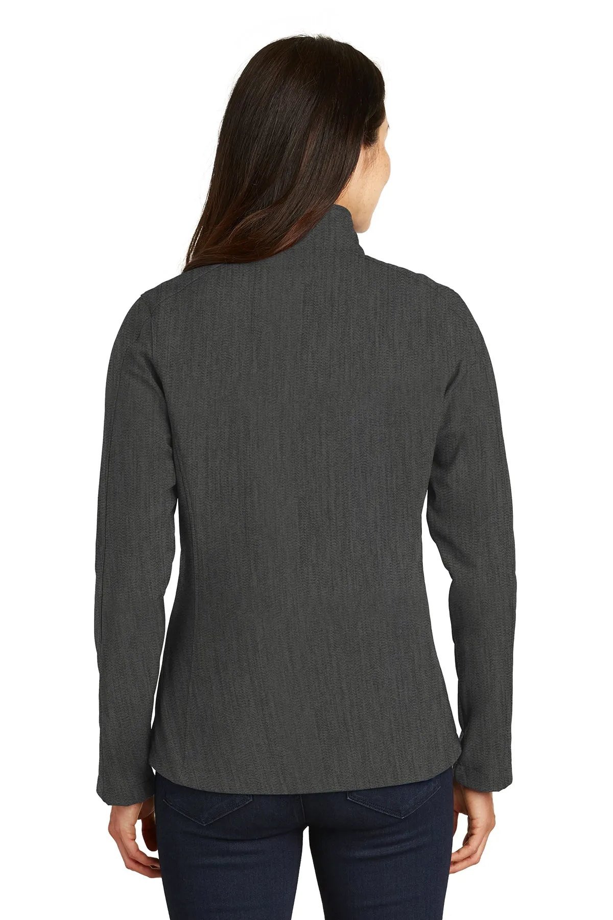 Port Authority Ladies Core Soft Shell Customized Jackets, Black Charcoal Heather