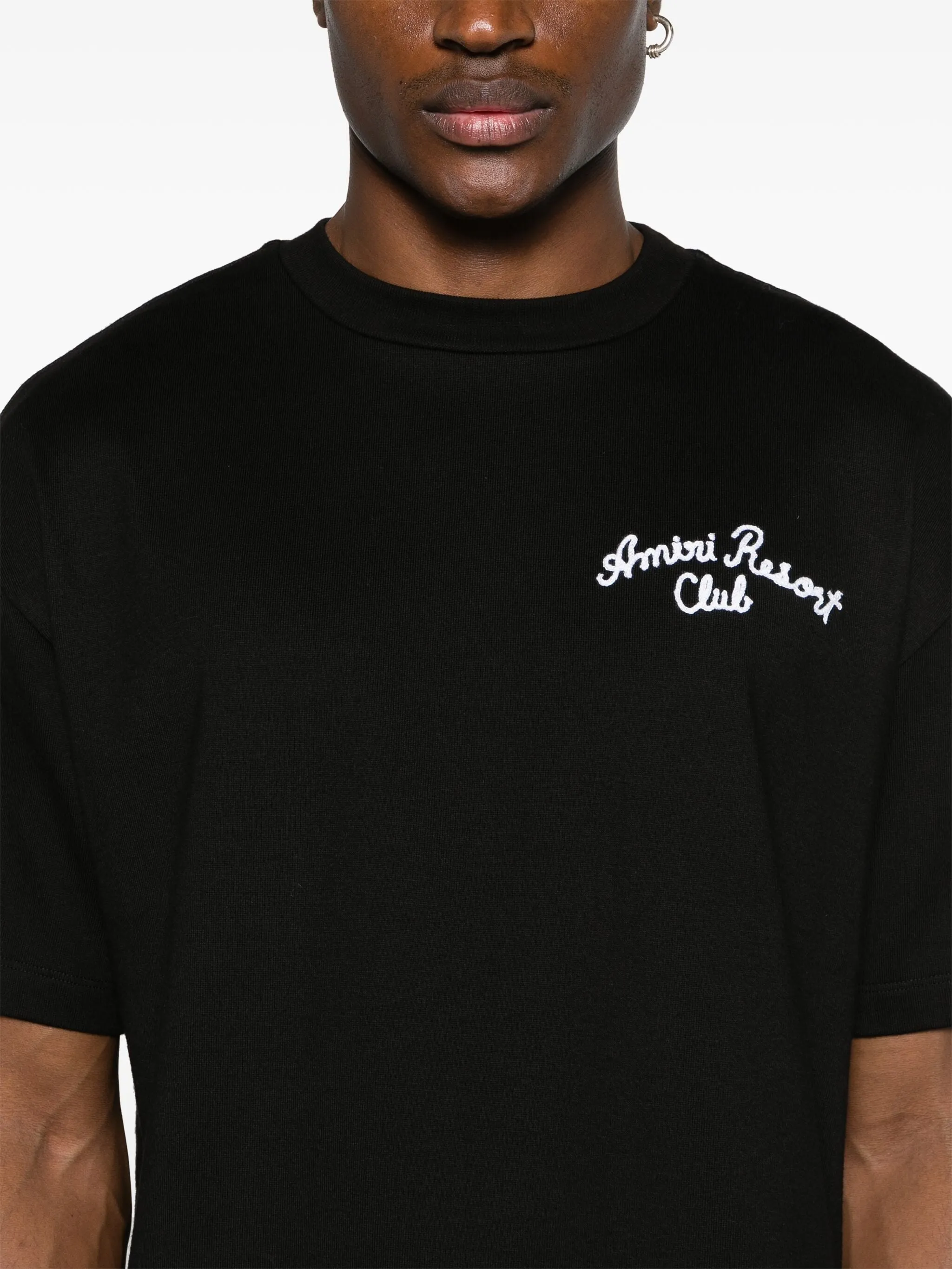 RESORT CLUB EMBROIDERED MOTIF COTTON T-SHIRT