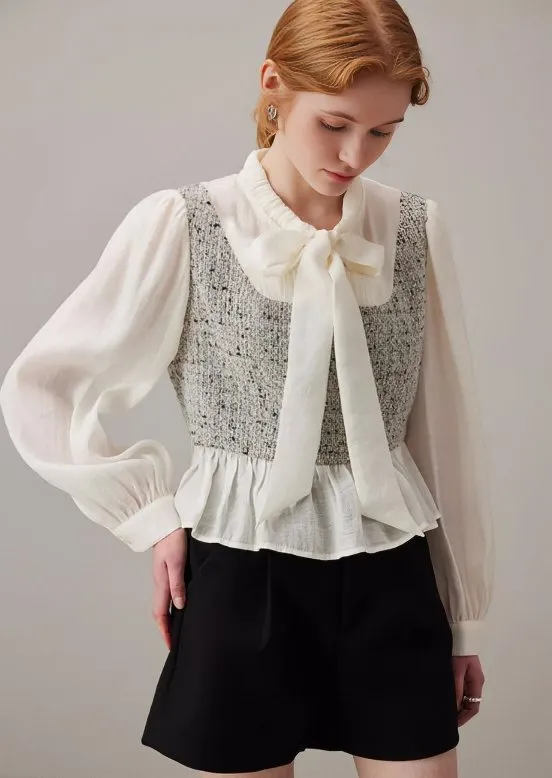 SPLICING STREAMER SMALL LONG SLEEVE SHIRT