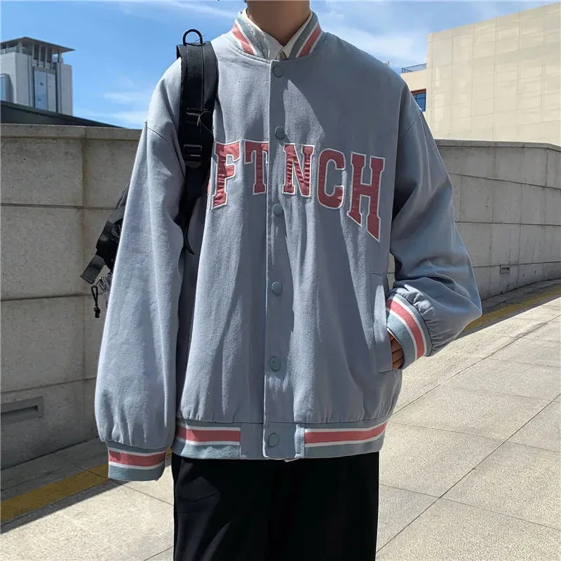 WIAOFELLAS  -  Printed Alphabet Baseball Uniform Men's Casual Sports Loose All-match Trend Retro Jacket Spring And Autumn Jacket Men's Clothes