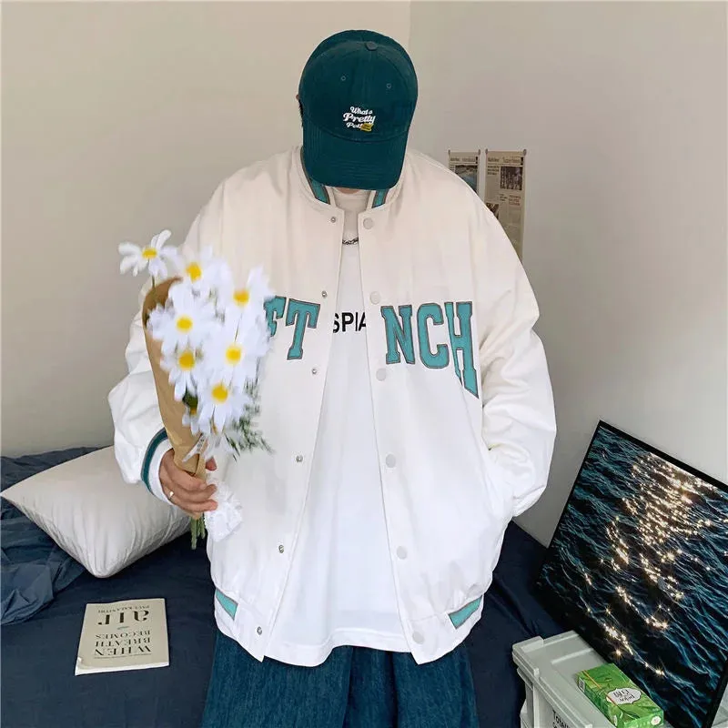 WIAOFELLAS  -  Printed Alphabet Baseball Uniform Men's Casual Sports Loose All-match Trend Retro Jacket Spring And Autumn Jacket Men's Clothes