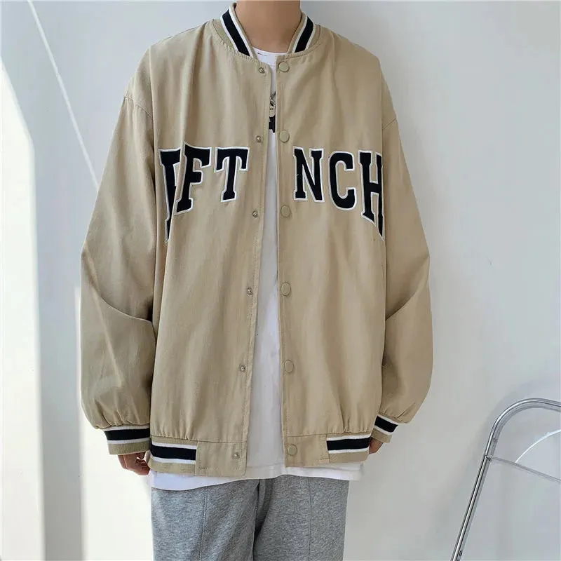 WIAOFELLAS  -  Printed Alphabet Baseball Uniform Men's Casual Sports Loose All-match Trend Retro Jacket Spring And Autumn Jacket Men's Clothes