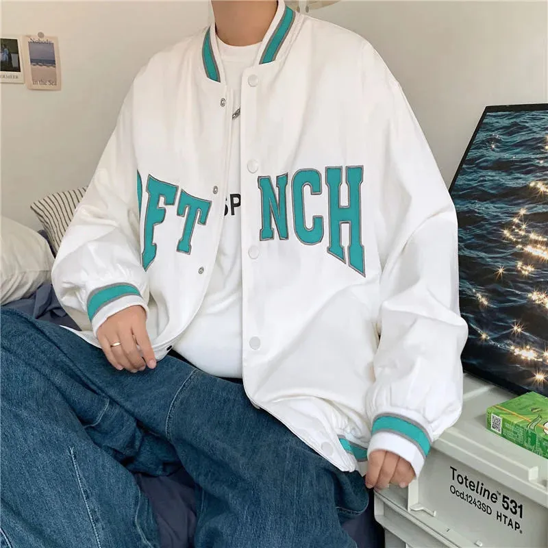 WIAOFELLAS  -  Printed Alphabet Baseball Uniform Men's Casual Sports Loose All-match Trend Retro Jacket Spring And Autumn Jacket Men's Clothes